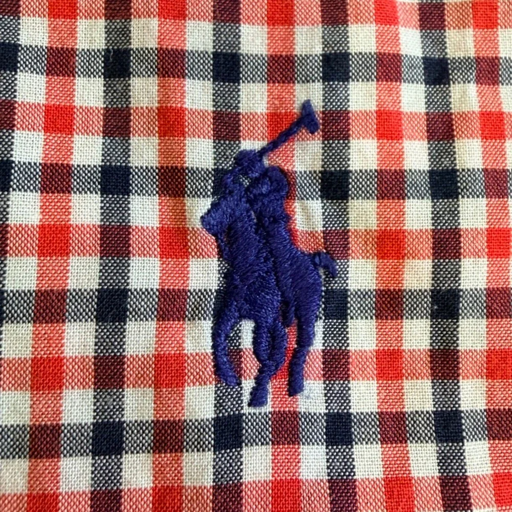 Ralph Lauren Button Down Boy Youth XL 18-20 Red Black Gingham Plaid Preppy Shirt